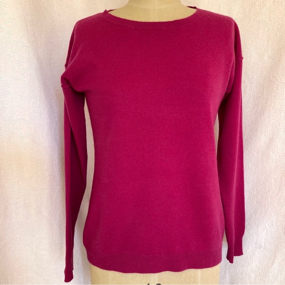 Pure cashmere 2ply Sm crewneck long sleeve dark pink - Picture 1 of 7